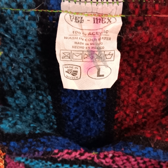 Vel Mex Artsy Multicolored Festive Striped Y2K Custume Crop Boho Sweater Size L - Picture 8 of 8